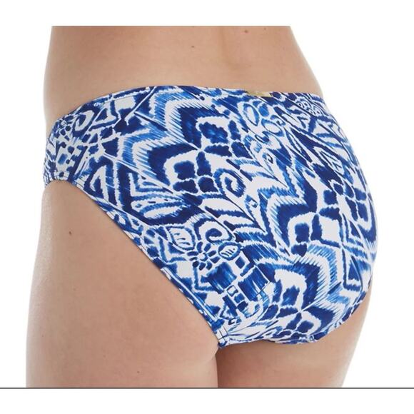 Lauren Ralph Lauren BLUE Bias Tribal Ikat Print Bikini Swim Bottom, US 12 - Picture 3 of 3